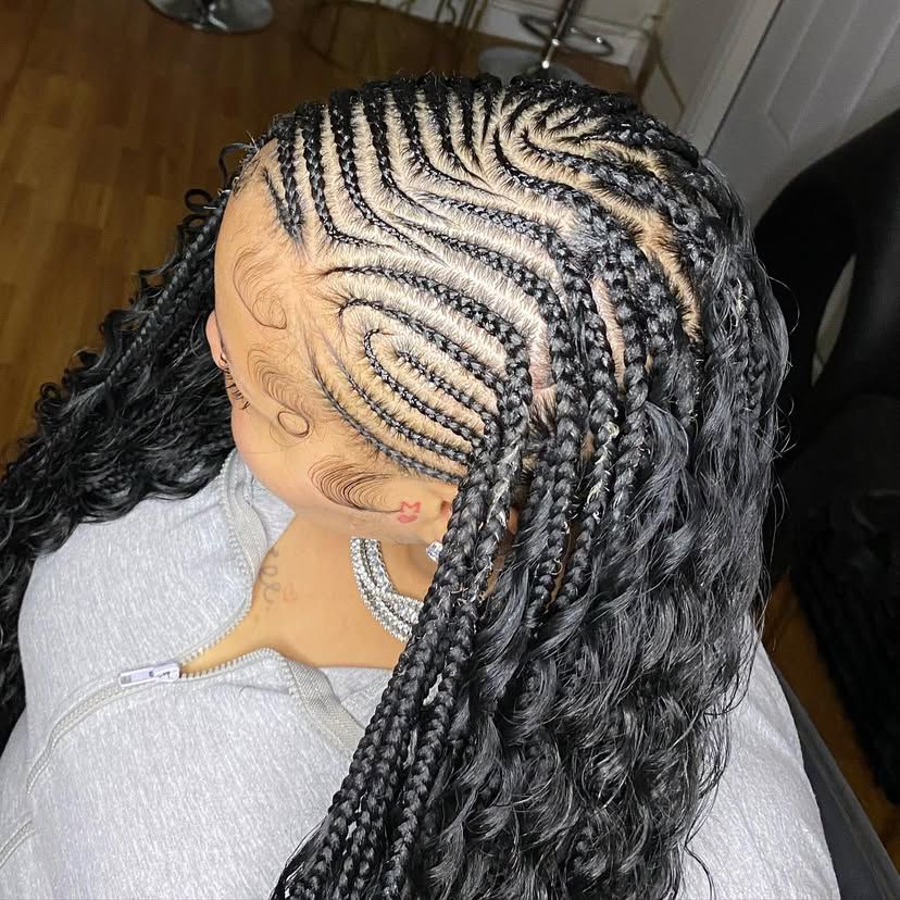 (1ac..a) FULANI BRAIDS, MID-BACK $260, ) WAIST-LENGTH $300)   (SYNTHETIC CURLS INCLUDED)