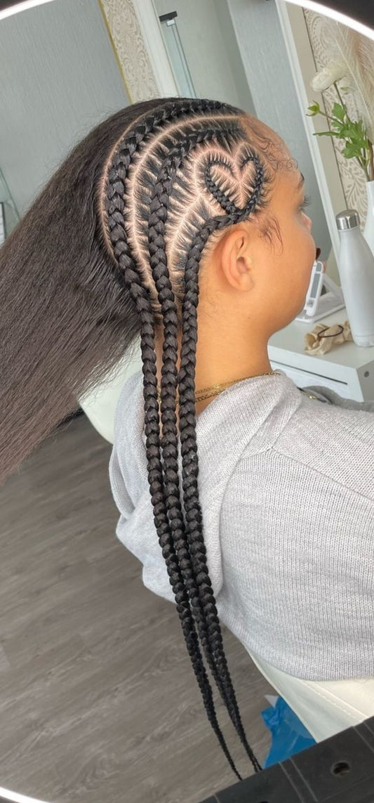 (F) SIX STITCH CONROWS with heart (HAIR-INCLUDED)