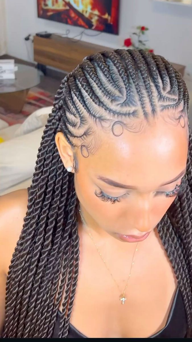 (A+) LOVELY CONROWS WITH TWIST WITH HAIR INCLUDED.