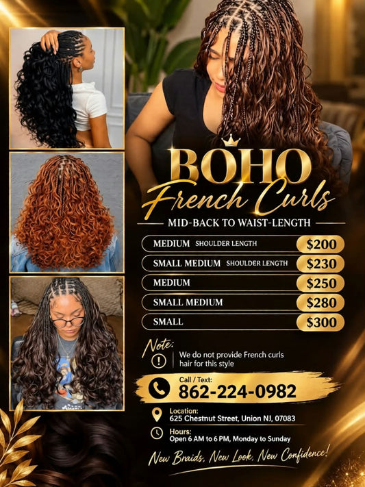 (2) BOHO FRENCH CURL  / FRENCH CURLS. PLS READ FLYER FOR INSTRUCTIONS.