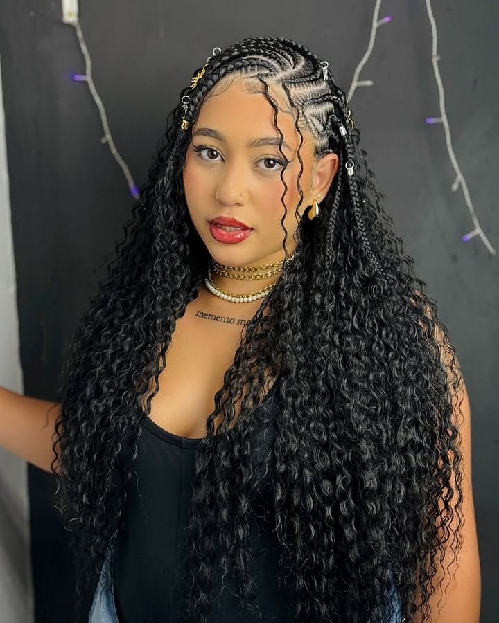 (A+) Beautiful CONROWS AND CROCHET AT THE BACK.. CURLY Hair not included