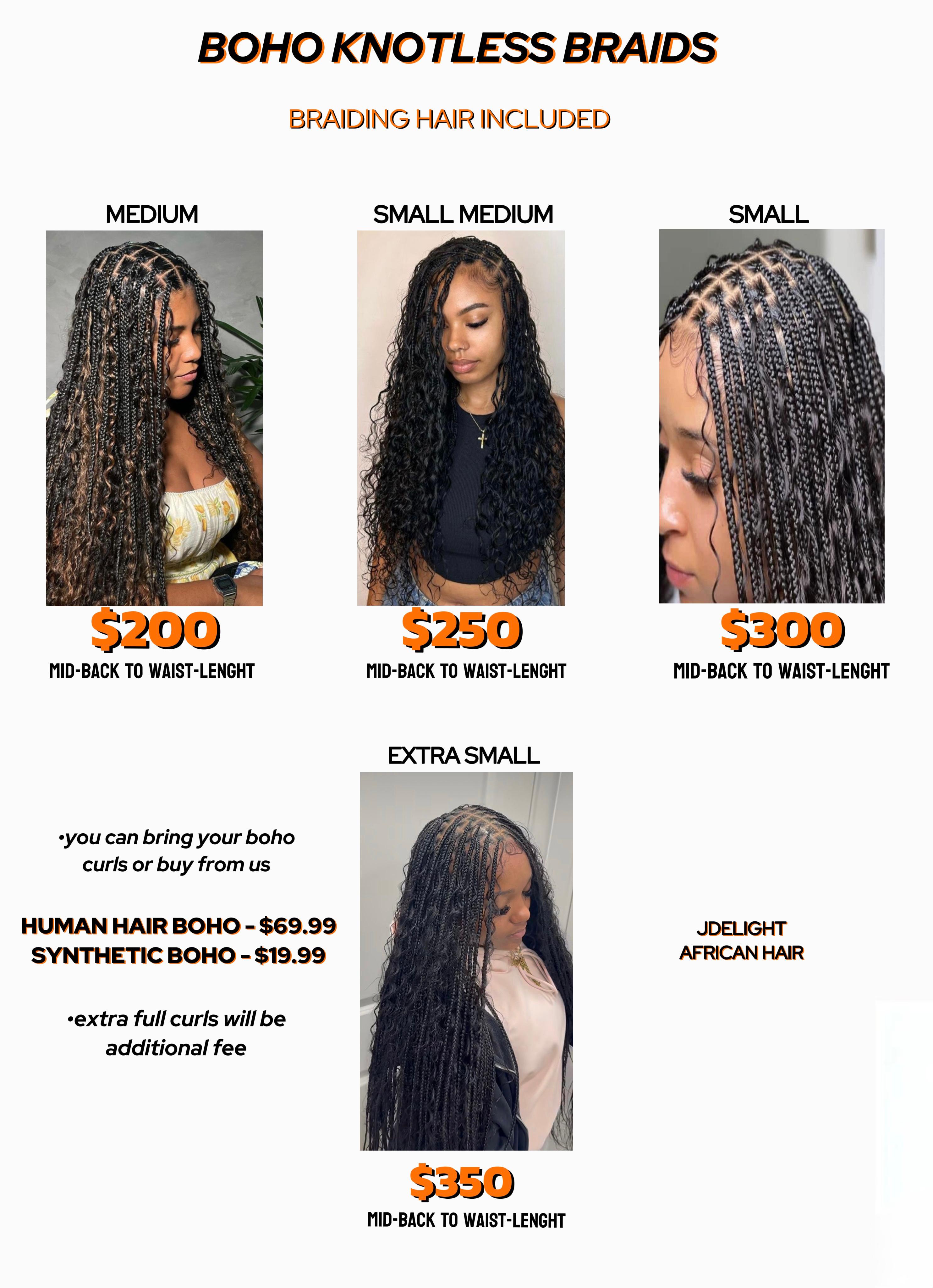 (1b) BOHEMIAN KNOTLESS BOX BRAIDS, BRAIDING HAIR INCLUDED. PLS READ FLYER