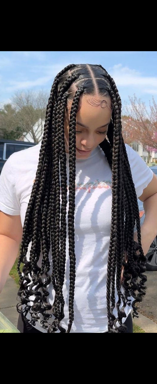 (7)  KNOTLESS BOX BRAIDS,  LARGE, WAIST LENGTH.