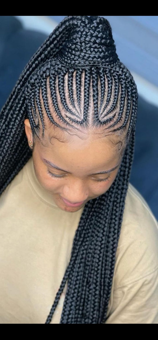 (1b) > CONROWS DESIGN WITH HAIR INCLUDED MID-BACK TO WAIST-LENGTH