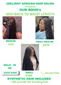 (1a) BOHEMIAN KNOTLESS BOX BRAIDS  WITH CURLY HAIR  & BRAIDING HAIR INCLUDED.  PLEASE READ FLYER FOR MORE INSTRUCTIONS.