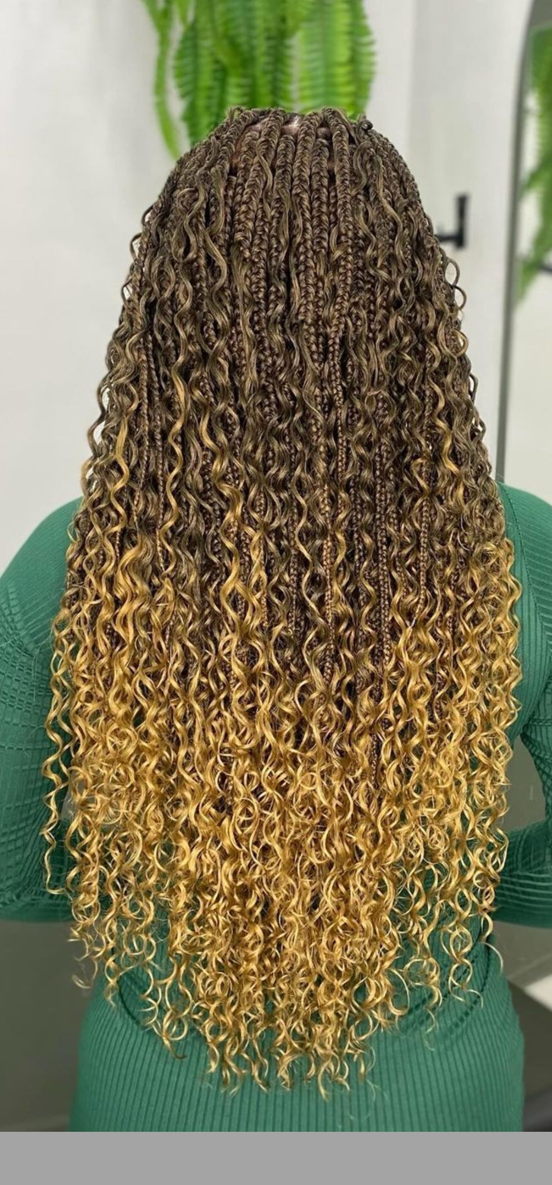 (8g) > BOHEMIAN KNOTLESS BOX BRAID WITH HAND MADE CURLS  (Mid-Back $250)  (Waist length $280)  (Shoulder length $200)